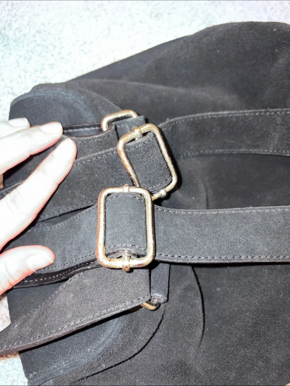 UGG Black Shearling Flap Suede Backpack